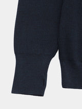 WOOL-POLY Middle-gauge AZE Deep-Vneck L/S Pullover(PU126-MPO05) / Navy