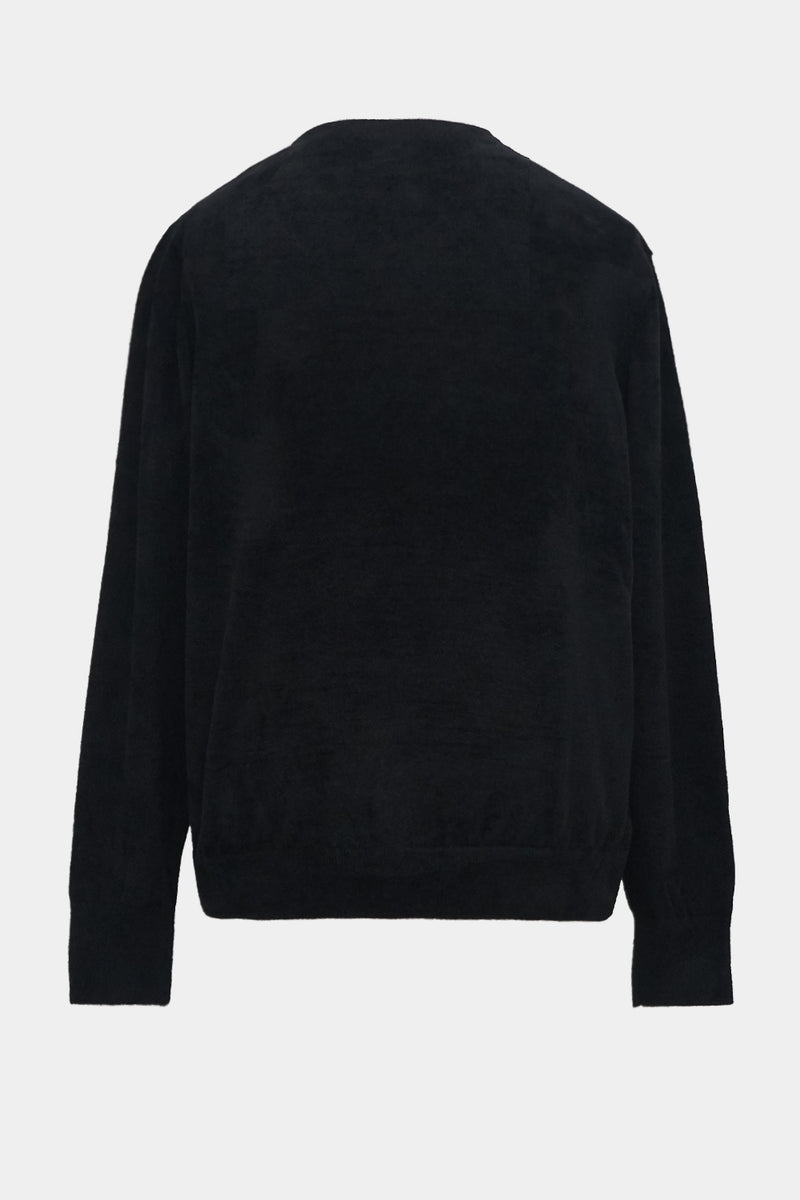 chenille yarn v-neck knit L/S PO(PU325-MPO06) / BLACK
