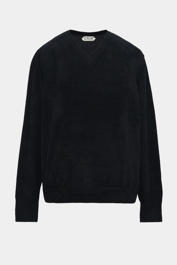 chenille yarn v-neck knit L/S PO(PU325-MPO06) / BLACK