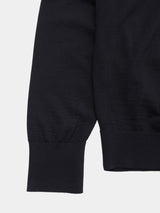 WOOL High-gauge TENJIKU Crewneck L/S Cardigan (PU126-MCD03) / Black