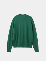 WOOL High-gauge TENJIKU Crewneck L/S Cardigan (PU126-MCD03) / Green