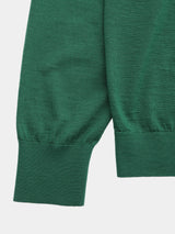 WOOL High-gauge TENJIKU Crewneck L/S Cardigan (PU126-MCD03) / Green