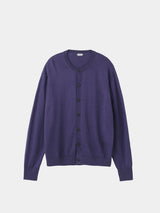 WOOL High-gauge TENJIKU Crewneck L/S Cardigan (PU126-MCD03) / Blue Purple