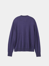 WOOL High-gauge TENJIKU Crewneck L/S Cardigan (PU126-MCD03) / Blue Purple