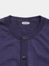 WOOL High-gauge TENJIKU Crewneck L/S Cardigan (PU126-MCD03) / Blue Purple