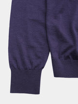 WOOL High-gauge TENJIKU Crewneck L/S Cardigan (PU126-MCD03) / Blue Purple