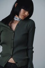 SUPER HIGH GAUGE RIB KNIT CARDIGAN (WK21W-LCD01-36) / MOSS GREEN