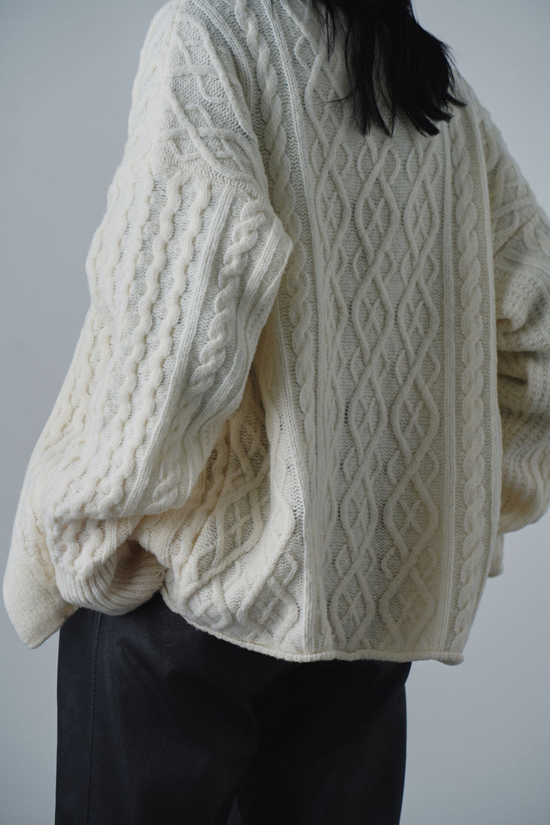 VINTAGE PROCESSING CABLE KNIT CARDIGAN (WK22W-LCD01-01)