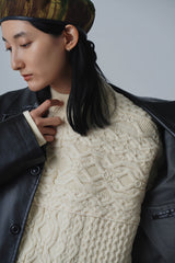 BULKY WOOL CABLE KNIT PULLOVER (WK21W-LOP03-01)