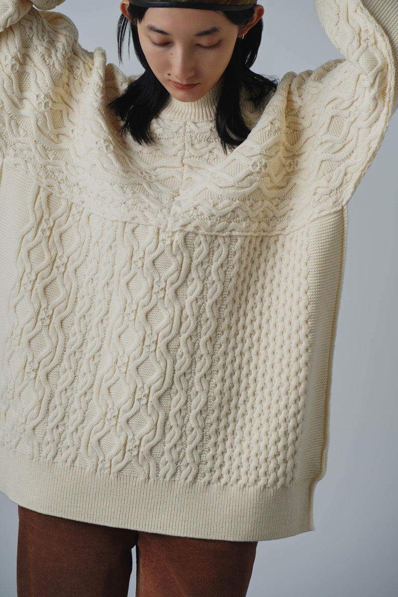 BULKY WOOL CABLE KNIT PULLOVER (WK21W-LOP03-01)