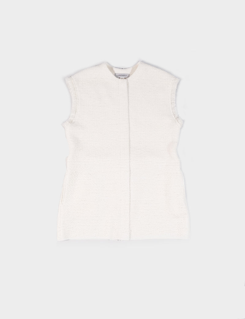 【Womens】 Fringe knit geometric patterns vest