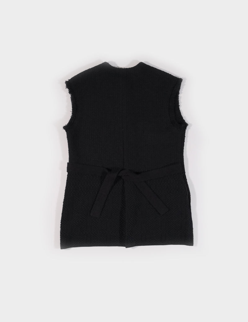 【Womens】 Fringe knit geometric patterns vest