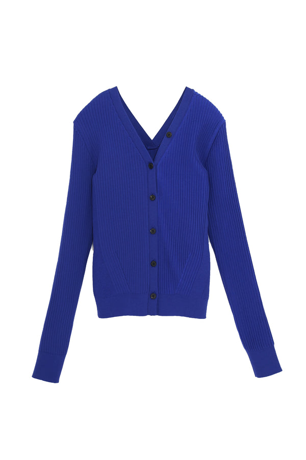 SUPER HIGH GAUGE RIB KNIT CARDIGAN (WK21W-LCD01-36) / BLUE