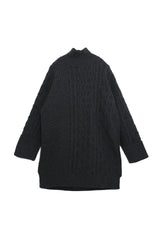 BULKY WOOL CABLE KNIT ONE PIECE (WK21W-LOP03) / CHARCOAL