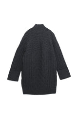 BULKY WOOL CABLE KNIT ONE PIECE (WK21W-LOP03) / CHARCOAL