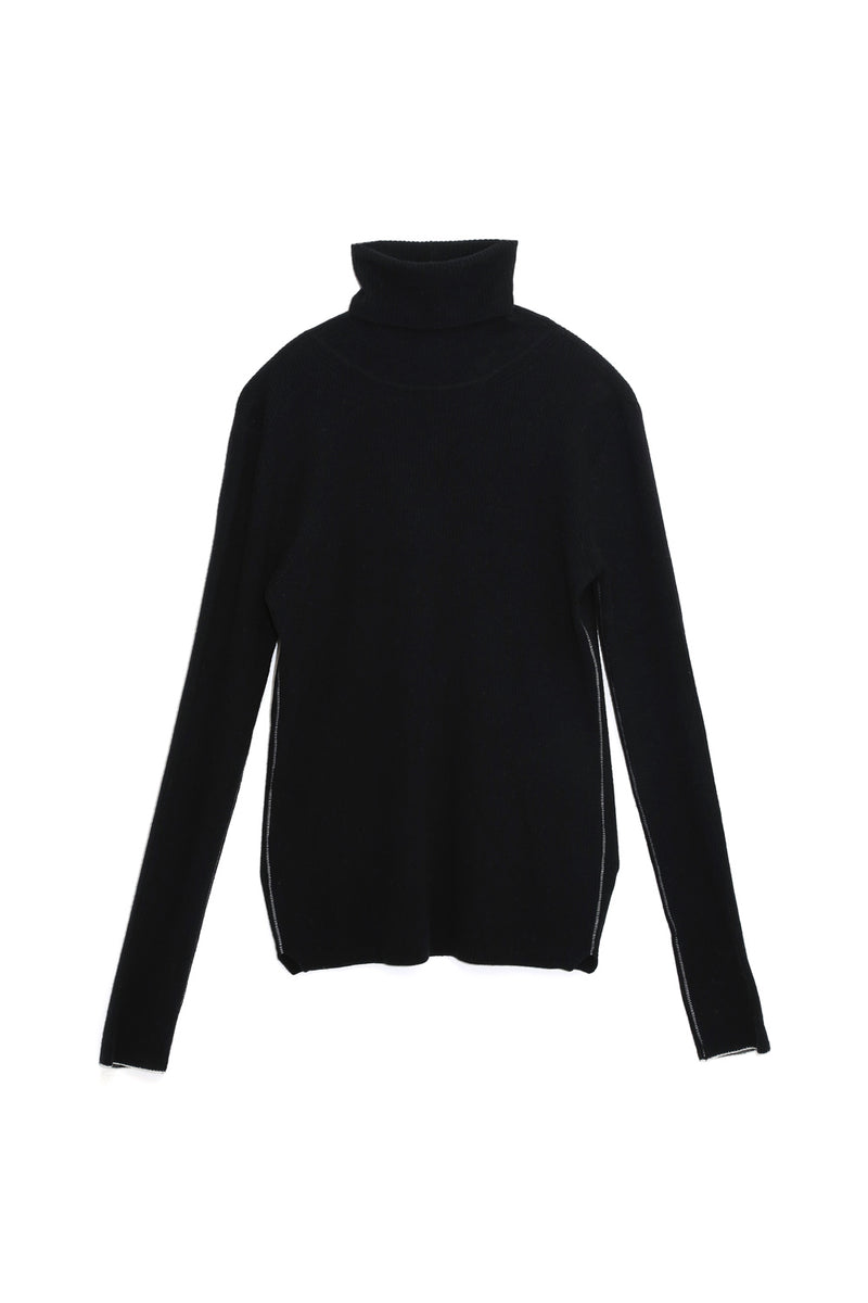 "BEYOND CASHMERE" WOOL RIB TURTLENECK KNIT (WK21W-LPO05)