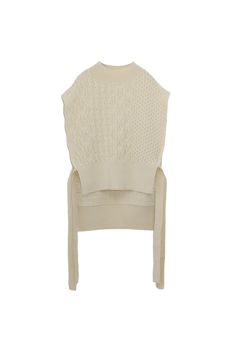 BULKY WOOL CABLE KNIT VEST (WK21W-LVE01)