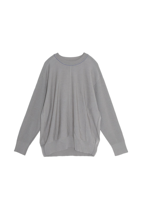 HIGH TWIST WOOL MIDDLE GAUGE CREW NECK KNIT (WK21W-MPO01-29) / GREY