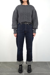 【NEW】Low-gauge Cable St Short Knit Crewneck PO (WK324-LPO05-08)