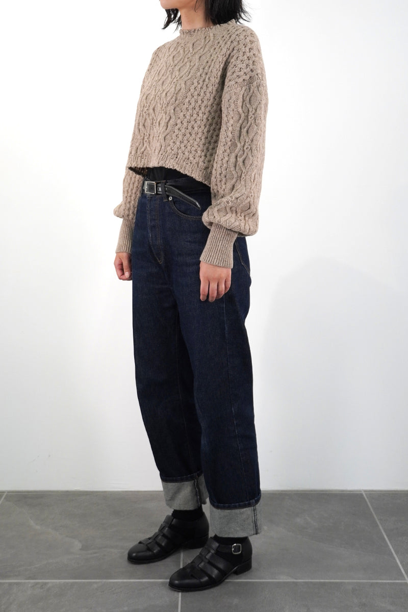 【NEW】Low-gauge Cable St Short Knit Crewneck PO (WK324-LPO05-43)