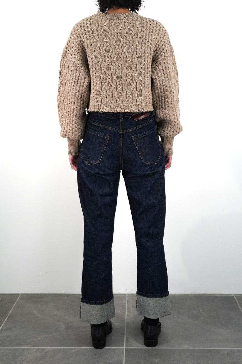 【NEW】Low-gauge Cable St Short Knit Crewneck PO (WK324-LPO05-43)