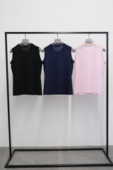 【サ専用 Pre-Order】Silk Cashmere Sleeve-less T-shirt (CZ126-LPO52) / D.Navy