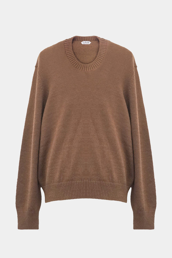 low-gauge knit L/S U-neck PO(PU325-MPO04)  / Brown