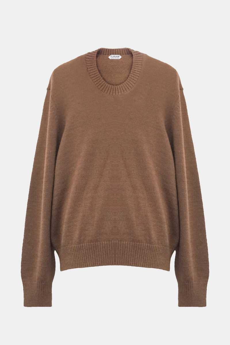 low-gauge knit L/S U-neck PO(PU325-MPO04)  / Brown