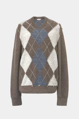 low-gauge intarsia knit L/S U-neck PO(PU325-MPO05) / Brown