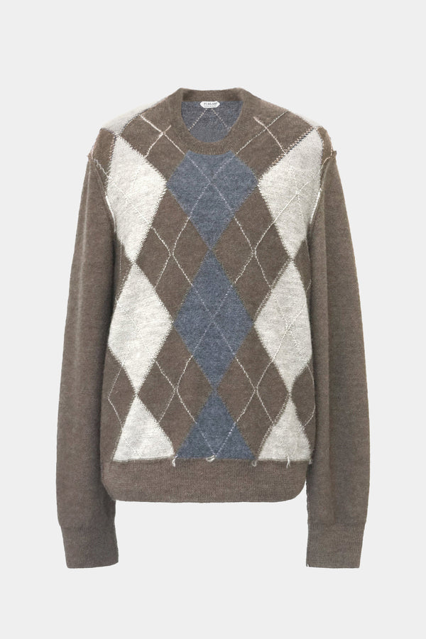 low-gauge intarsia knit L/S U-neck PO(PU325-MPO05) / Brown