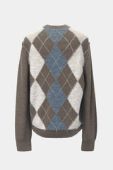 low-gauge intarsia knit L/S U-neck PO(PU325-MPO05) / Brown