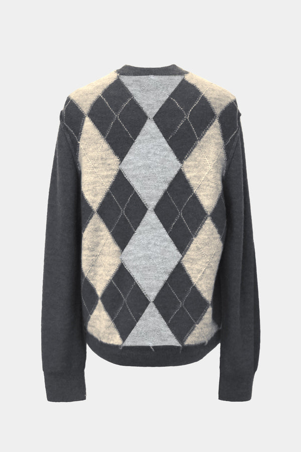 low-gauge intarsia knit L/S U-neck PO(PU325-MPO05) / Charcoal