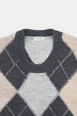 low-gauge intarsia knit L/S U-neck PO(PU325-MPO05) / Charcoal