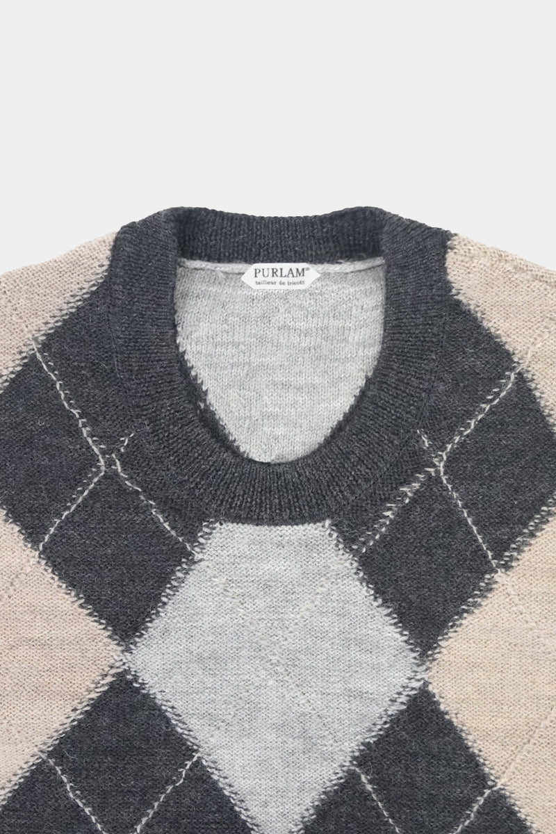 low-gauge intarsia knit L/S U-neck PO(PU325-MPO05) / Charcoal