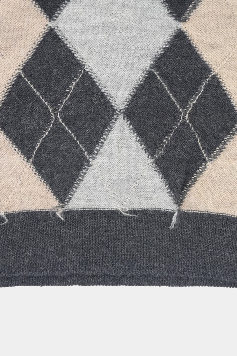 low-gauge intarsia knit L/S U-neck PO(PU325-MPO05) / Charcoal