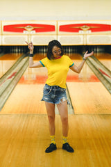 CASHMERE KNIT CRAZY RINGER T-SHIRT (CZ125-LPO41) / F/YWLLOW