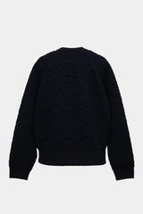 Flower Knit Quilt PO Zip-cardigan (WK325-LPO03-DARK NAVY)