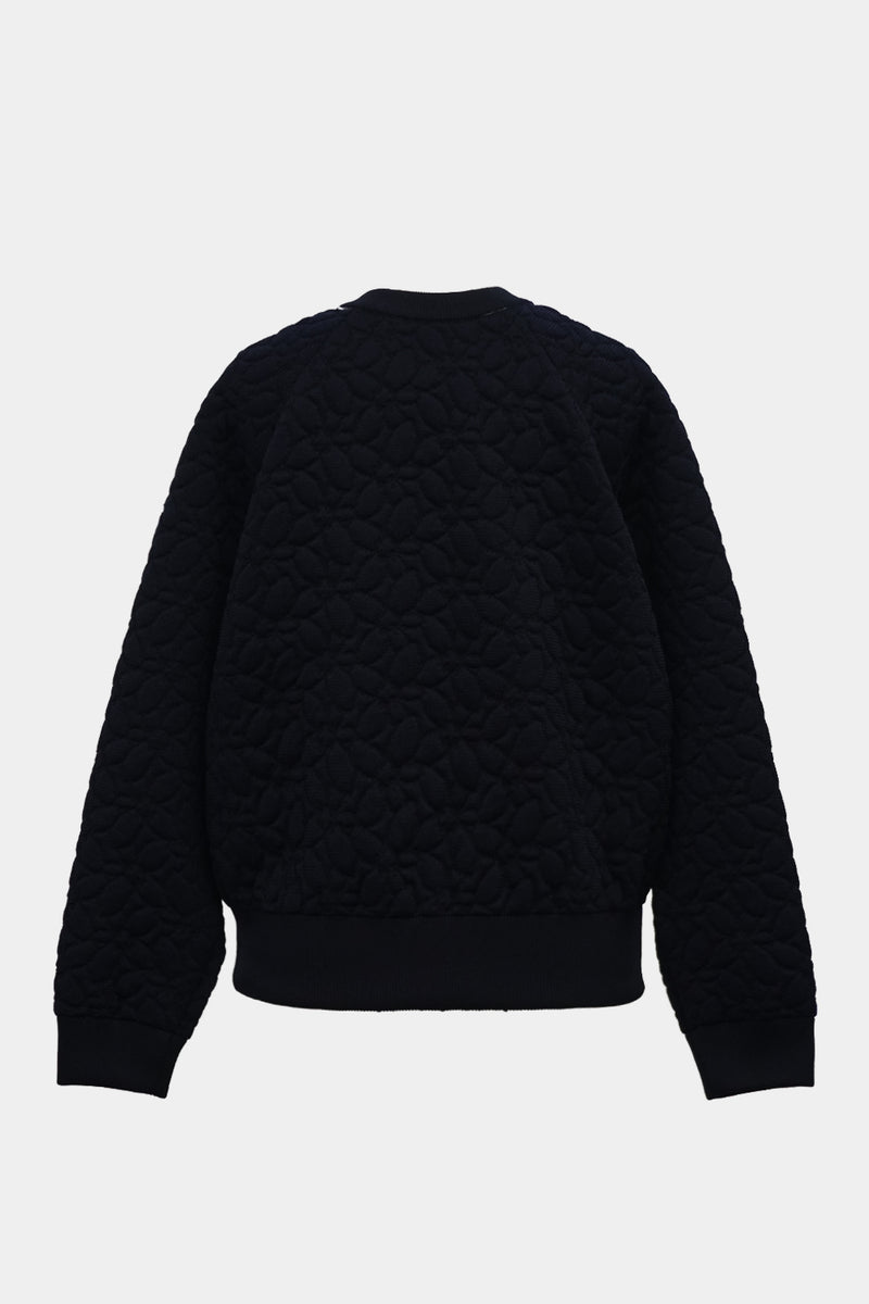 Flower Knit Quilt PO Zip-cardigan (WK325-LPO03-DARK NAVY)