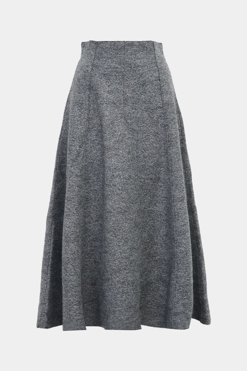 Felted Wool Knit Skirt (WK325-LSK02-CHARCOAL)