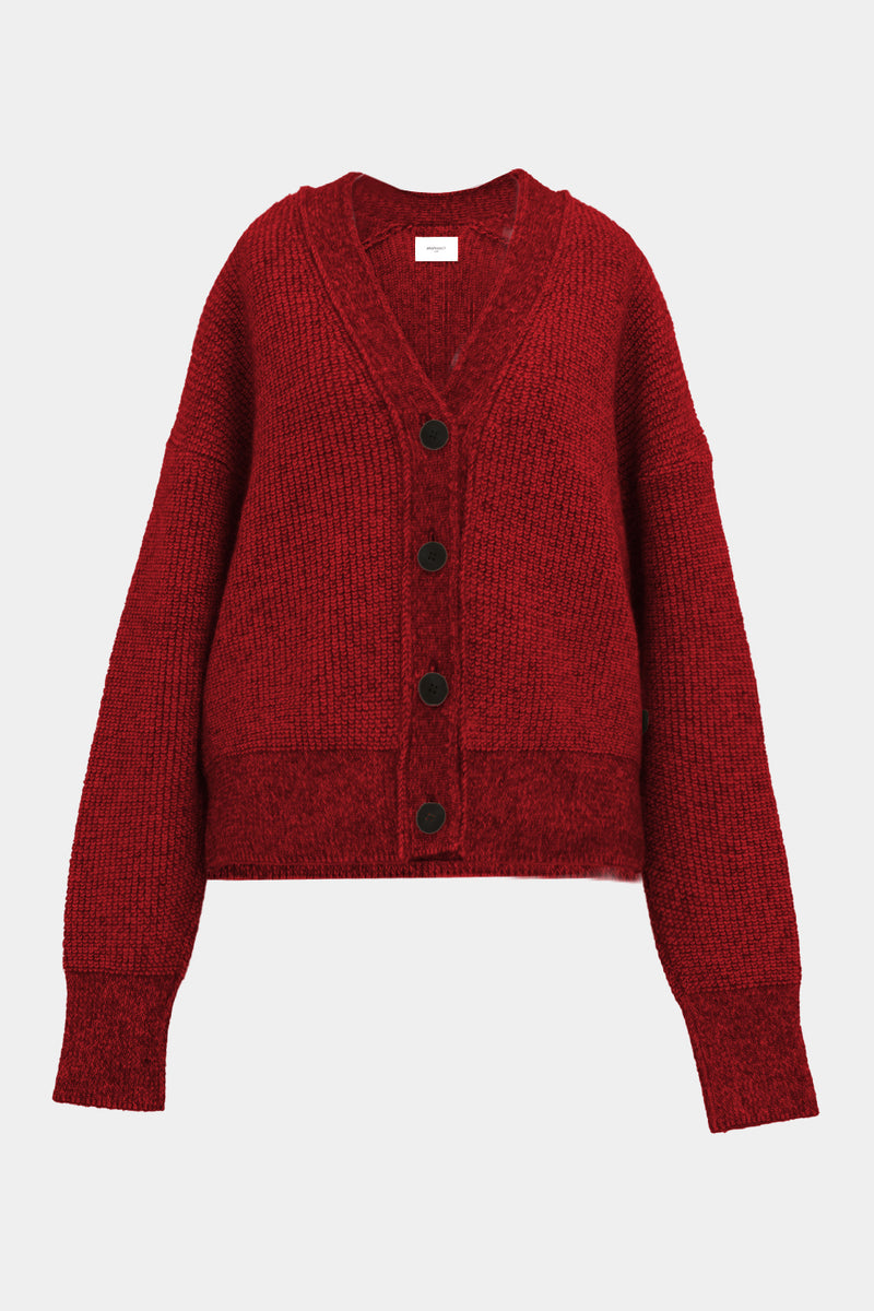 Low-gauge Half-cardigan St-cardigan (WK325-LCD03-RED)