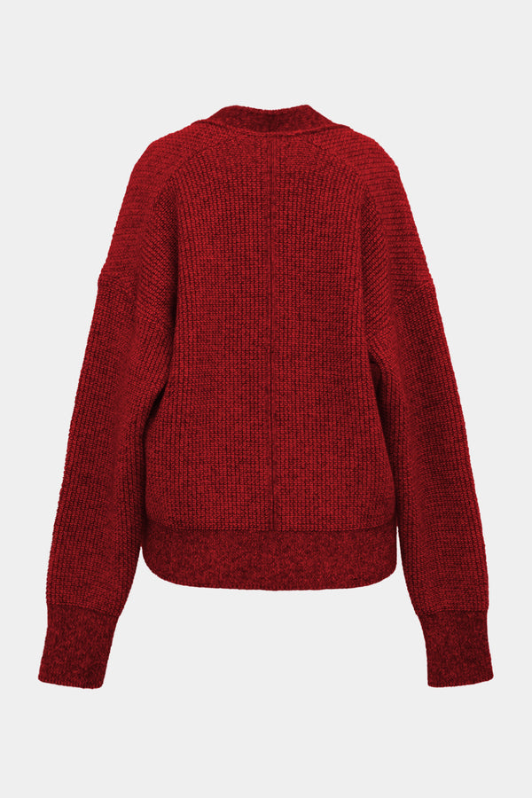 Low-gauge Half-cardigan St-cardigan (WK325-LCD03-RED)