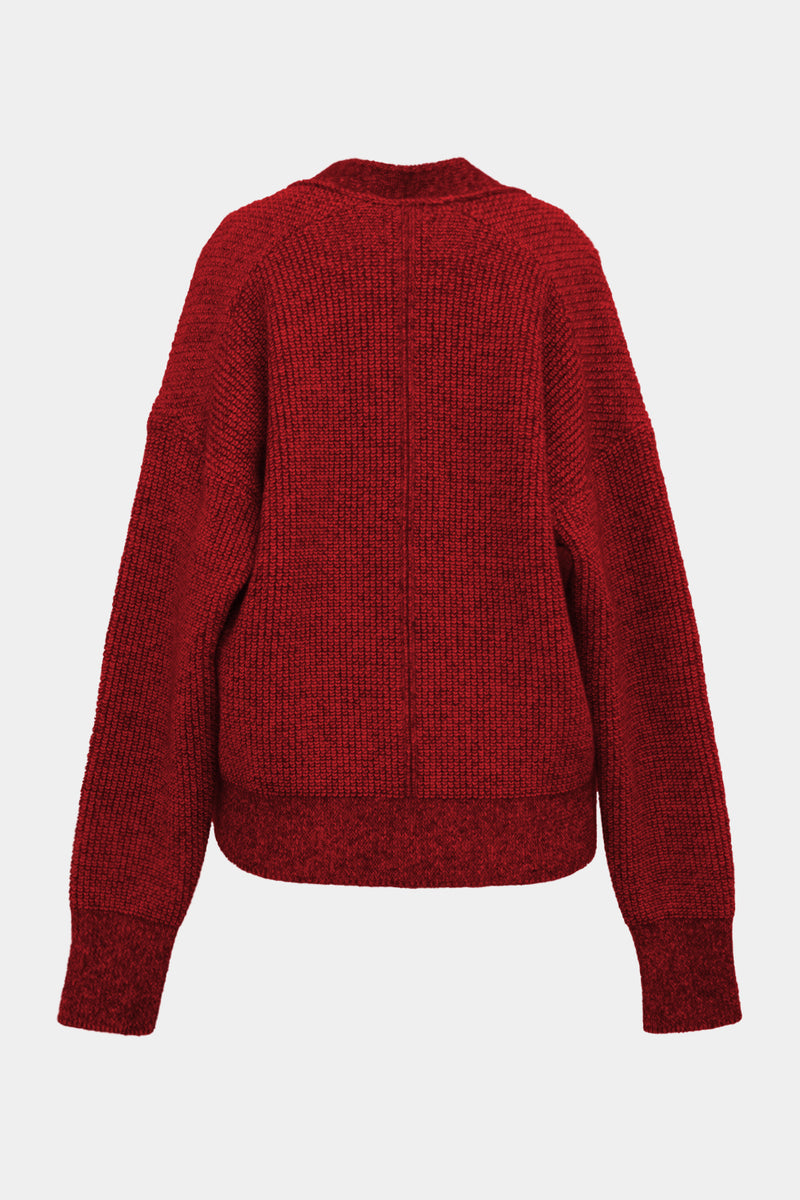 Low-gauge Half-cardigan St-cardigan (WK325-LCD03-RED)