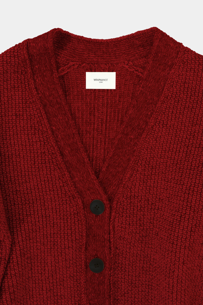 Low-gauge Half-cardigan St-cardigan (WK325-LCD03-RED)
