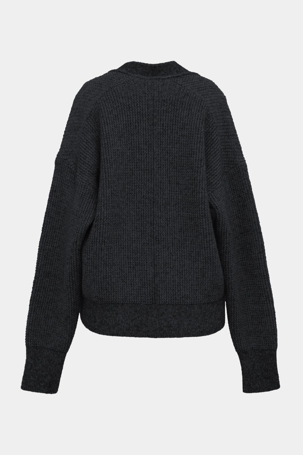 Low-gauge Half-cardigan St-cardigan (WK325-LCD03-CHARCOAL)