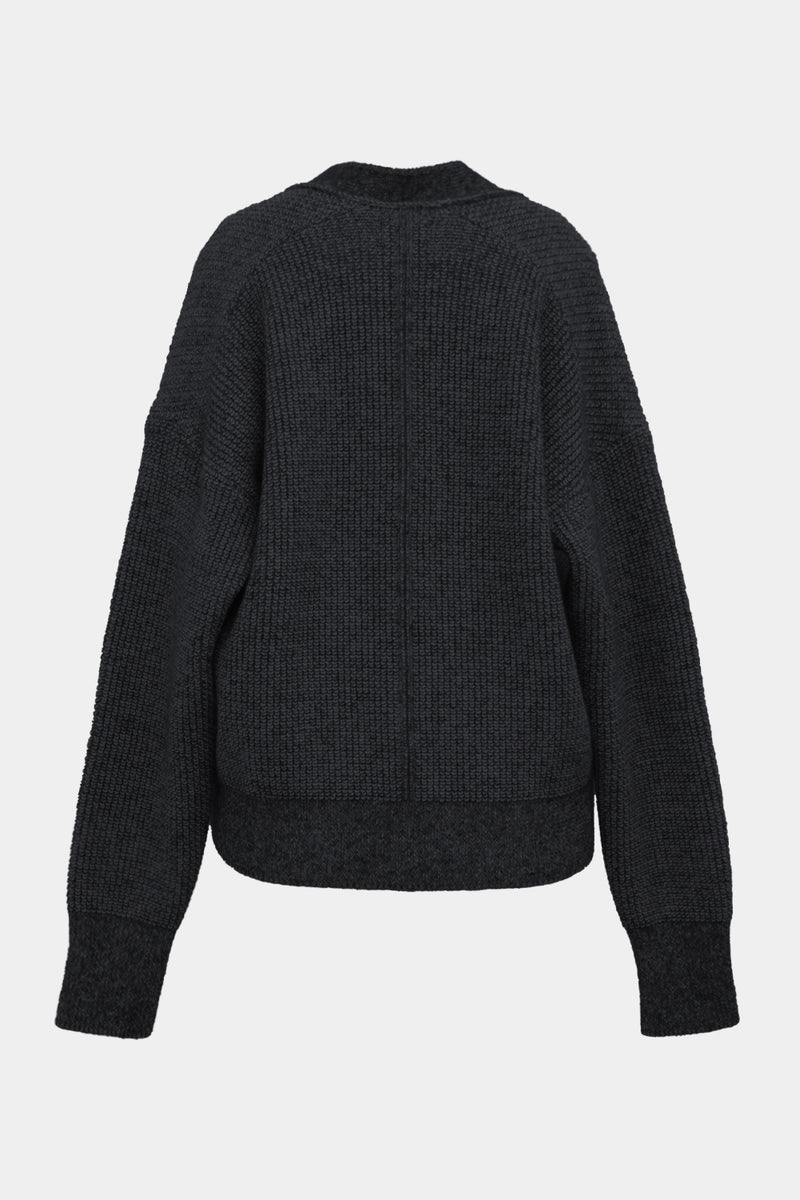 Low-gauge Half-cardigan St-cardigan (WK325-LCD03-CHARCOAL)