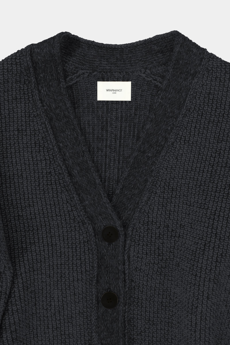 Low-gauge Half-cardigan St-cardigan (WK325-LCD03-CHARCOAL)