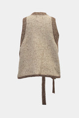 Low-gauge Half-cardigan St-vest (WK325-LVE02-BROWN)