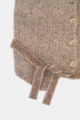 Low-gauge Half-cardigan St-vest (WK325-LVE02-BROWN)