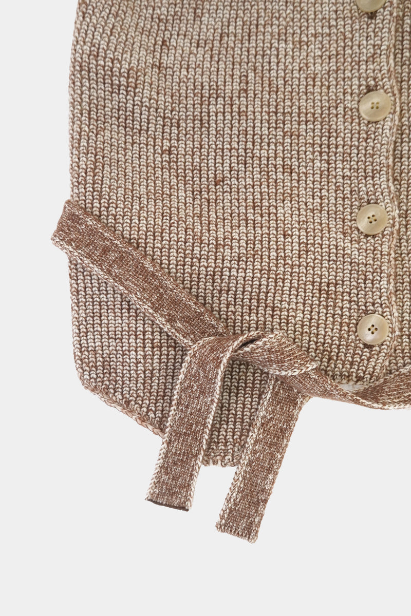 Low-gauge Half-cardigan St-vest (WK325-LVE02-BROWN)