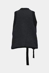 Low-gauge Half-cardigan St-vest (WK325-LVE02-CHARCOAL)